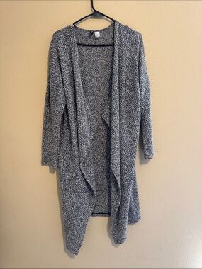H&M Marled Gray Open-Front Waterfall Cardigan